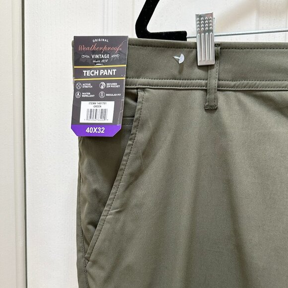 Weatherproof Tech Pant Men's Size 40 X 32 Green Regular Fit Water Repellent - Picture 3 of 15